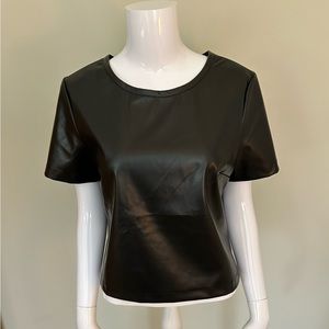 Anthropologie faux leather tee